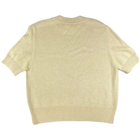 St. John Golden Shimmer Short Sleeve Sweater Blouse Basic - Picture 13 of 13